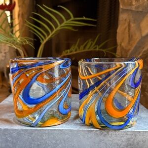 Handblown Glass Tumblers (Pair)